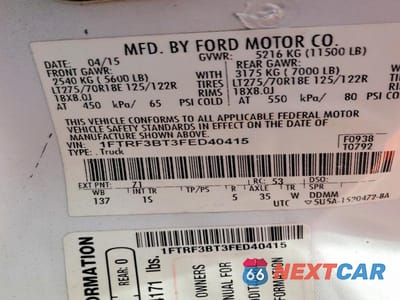 Zdjęcie 10 z 10 samochodu: 2015 FORD F350 SUPER DUTY VIN:1FTRF3BT3FED40415 - miniatura