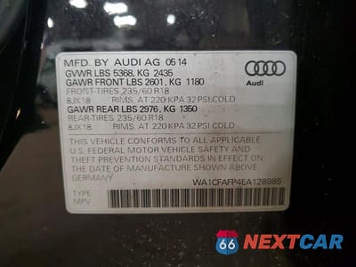 Zdjęcie 14 z 14 samochodu: 2014 AUDI Q5 PREMIUM VIN:WA1CFAFP4EA128985 - miniatura