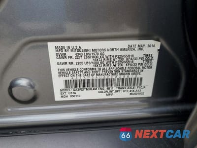 Zdjęcie 13 z 13 samochodu: 2014 MITSUBISHI OUTLANDER SPORT ES VIN:4A4AP3AU8EE028618 - miniatura
