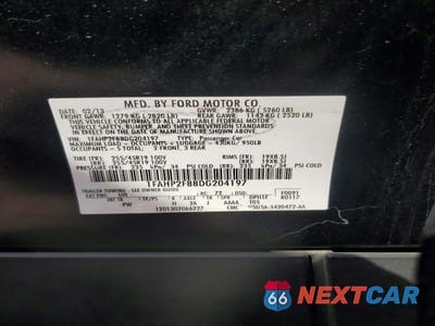 Zdjęcie 12 z 12 samochodu: 2013 FORD TAURUS VIN:1FAHP2F88DG204197 - miniatura