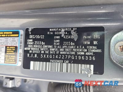 Zdjęcie 12 z 12 samochodu: 2023 KIA K5 LXS VIN:5XXG14J27PG196336 - miniatura