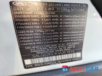 Zdjęcie 12 z 12 samochodu: 2017 LAND ROVER RANGE ROVER SUPERCHARGED VIN:SALGS2FEXHA351813 - miniatura
