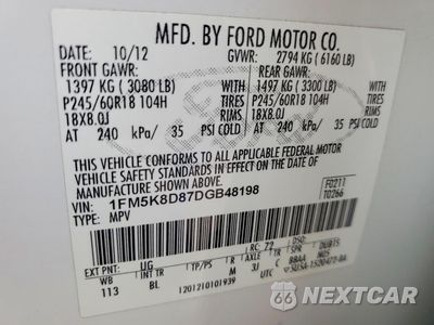 Zdjęcie 13 z 14 samochodu: 2013 FORD EXPLORER XLT VIN:1FM5K8D87DGB48198 - miniatura