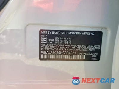 Zdjęcie 12 z 12 samochodu: 2017 BMW 530 I VIN:WBAJA5C39HG894021 - miniatura