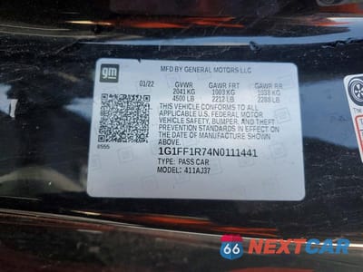 Zdjęcie 12 z 12 samochodu: 2022 CHEVROLET CAMARO LT1 VIN:1G1FF1R74N0111441 - miniatura