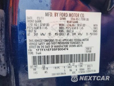 Zdjęcie 12 z 12 samochodu: 2011 FORD F150 SUPER CAB VIN:1FTFX1EF5BFB00474 - miniatura