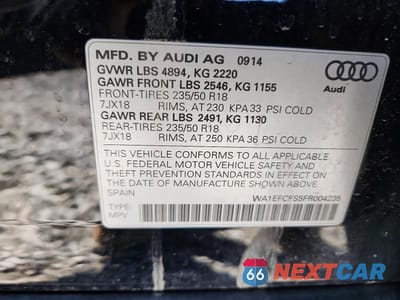 Zdjęcie 13 z 13 samochodu: 2015 AUDI Q3 PREMIUM PLUS VIN:WA1EFCFS5FR004235 - miniatura