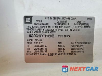 Zdjęcie 14 z 14 samochodu: 2007 CHEVROLET EXPRESS 2500 UTILITY / SERVICE VAN VIN:1GCGG25VX71105868 - miniatura