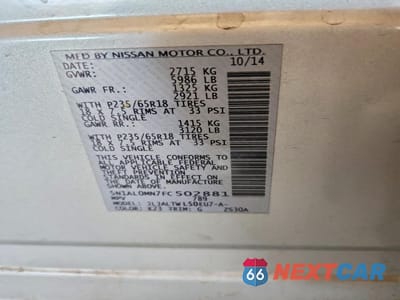 Zdjęcie 14 z 14 samochodu: 2015 INFINITI QX60 BASE VIN:5N1AL0MN7FC502881 - miniatura