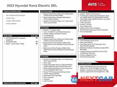 Zdjęcie 12 z 13 samochodu: 2023 HYUNDAI KONA ELECTRIC SEL VIN:KM8K33AG6PU193735 - miniatura