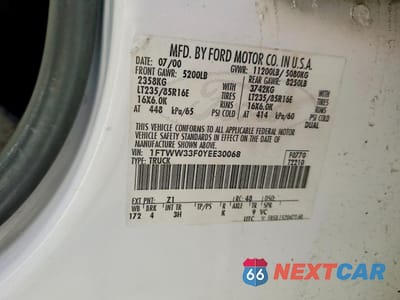 Zdjęcie 13 z 14 samochodu: 2000 FORD F350 SUPER DUTY VIN:1FTWW33F0YEE30068 - miniatura