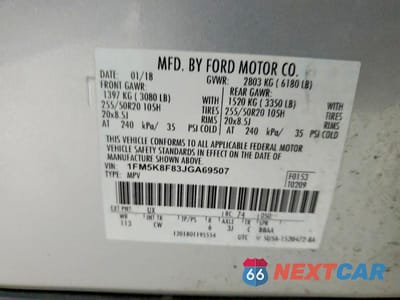 Zdjęcie 14 z 14 samochodu: 2018 FORD EXPLORER LIMITED VIN:1FM5K8F83JGA69507 - miniatura