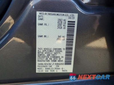 Zdjęcie 13 z 13 samochodu: 2019 NISSAN ALTIMA 2.5 SL VIN:1N4BL4EV2KC238600 - miniatura
