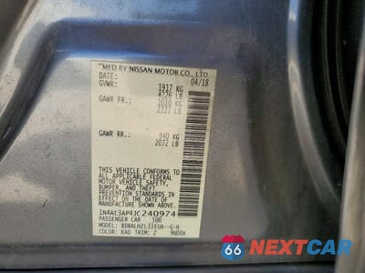 Zdjęcie 12 z 12 samochodu: 2018 NISSAN ALTIMA 2.5 SR VIN:1N4AL3AP4JC240974 - miniatura
