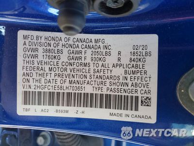 Zdjęcie 12 z 13 samochodu: 2020 HONDA CIVIC SI VIN:2HGFC1E58LH703651 - miniatura