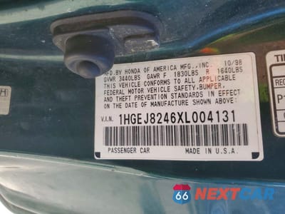 Zdjęcie 13 z 13 samochodu: 1999 HONDA CIVIC EX VIN:1HGEJ8246XL004131 - miniatura