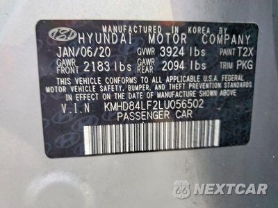 Zdjęcie 13 z 13 samochodu: 2020 HYUNDAI ELANTRA SEL VIN:KMHD84LF2LU056502 - miniatura