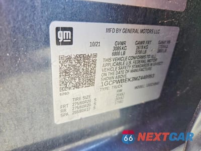 Zdjęcie 12 z 12 samochodu: 2021 CHEVROLET SILVERADO C1500 CUSTOM VIN:1GCPWBEK3MZ449953 - miniatura