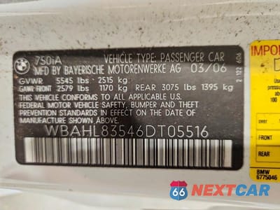 Zdjęcie 12 z 12 samochodu: 2006 BMW 750 I VIN:WBAHL83546DT05516 - miniatura