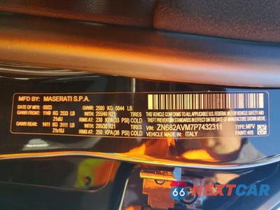 Zdjęcie 13 z 13 samochodu: 2023 MASERATI GRECALE MODENA VIN:ZN682AVM7P7432311 - miniatura