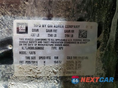 Zdjęcie 13 z 13 samochodu: 2020 CHEVROLET TRAX LS VIN:KL7CJNSB0LB086552 - miniatura