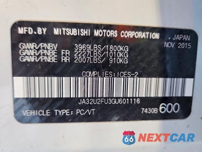Zdjęcie 12 z 12 samochodu: 2016 MITSUBISHI LANCER ES VIN:JA32U2FU3GU601116 - miniatura