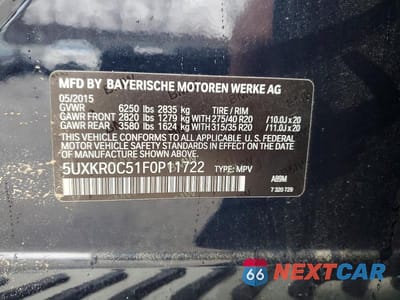 Zdjęcie 13 z 13 samochodu: 2015 BMW X5 XDRIVE35I VIN:5UXKR0C51F0P11722 - miniatura