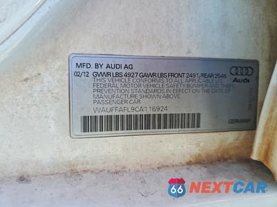 Zdjęcie 12 z 12 samochodu: 2012 AUDI A4 PREMIUM PLUS VIN:WAUFFAFL9CA116924 - miniatura