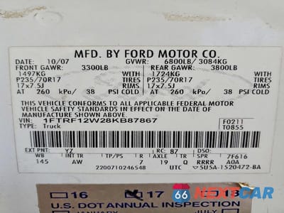 Zdjęcie 13 z 13 samochodu: 2008 FORD F150 VIN:1FTRF12W28KB87867 - miniatura