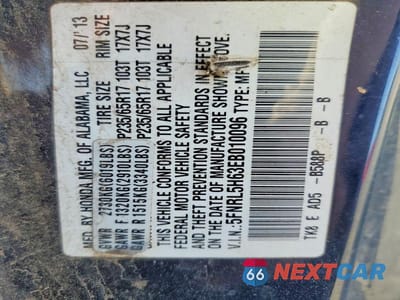 Zdjęcie 13 z 13 samochodu: 2014 HONDA ODYSSEY EXL VIN:5FNRL5H63EB010096 - miniatura