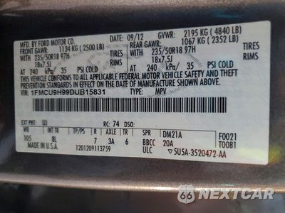 Zdjęcie 12 z 12 samochodu: 2013 FORD ESCAPE SEL VIN:1FMCU9H99DUB15831 - miniatura
