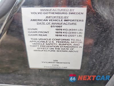 Zdjęcie 13 z 13 samochodu: 1998 VOLVO V70 T5 TURBO VIN:YV1LW5371W2414378 - miniatura