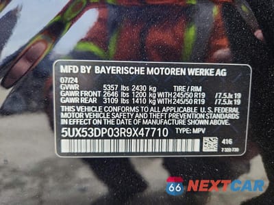 Zdjęcie 13 z 13 samochodu: 2024 BMW X3 XDRIVE30I VIN:5UX53DP03R9X47710 - miniatura