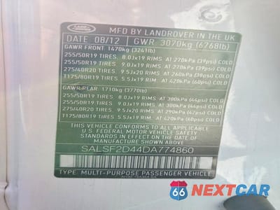 Zdjęcie 12 z 12 samochodu: 2013 LAND ROVER RANGE ROVER SPORT HSE VIN:SALSF2D44DA774860 - miniatura
