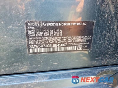 Zdjęcie 12 z 12 samochodu: 2020 BMW 330XI VIN:3MW5R7J05L8B45867 - miniatura