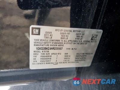 Zdjęcie 13 z 13 samochodu: 2017 GMC YUKON SLT VIN:1GKS2BKC4HR235907 - miniatura