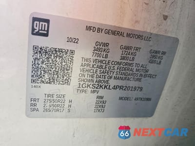 Zdjęcie 14 z 14 samochodu: 2023 GMC YUKON XL DENALI ULTIMATE VIN:1GKS2KKL4PR201979 - miniatura