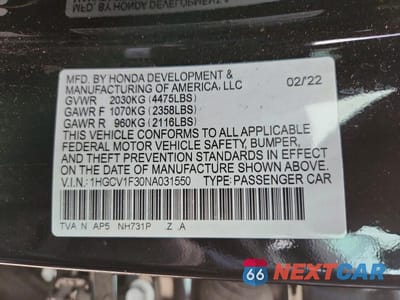Zdjęcie 12 z 12 samochodu: 2022 HONDA ACCORD SPORT VIN:1HGCV1F30NA031550 - miniatura