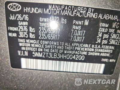 Zdjęcie 14 z 14 samochodu: 2017 HYUNDAI SANTA FE SPORT VIN:5NMZT3LB3HH004200 - miniatura