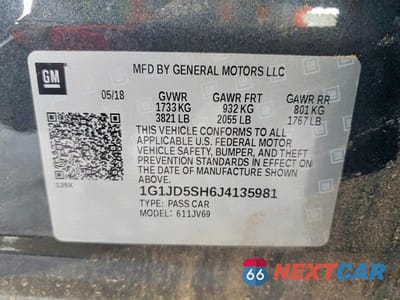 Zdjęcie 12 z 12 samochodu: 2018 CHEVROLET SONIC LT VIN:1G1JD5SH6J4135981 - miniatura