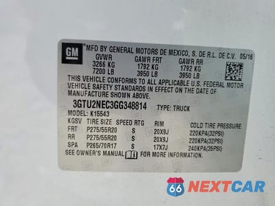 Zdjęcie 12 z 12 samochodu: 2016 GMC SIERRA K1500 SLT VIN:3GTU2NEC3GG348814 - miniatura