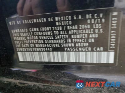 Zdjęcie 13 z 13 samochodu: 2019 VOLKSWAGEN GOLF S VIN:3VWG57AU7KM030443 - miniatura