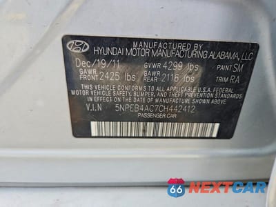 Zdjęcie 12 z 12 samochodu: 2012 HYUNDAI SONATA GLS VIN:5NPEB4AC7CH442412 - miniatura