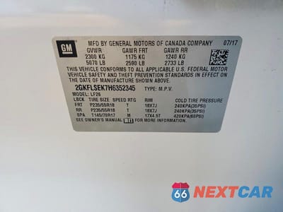 Zdjęcie 13 z 13 samochodu: 2017 GMC TERRAIN SLE VIN:2GKFLSEK7H6352345 - miniatura