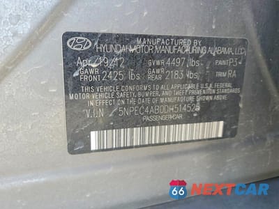 Zdjęcie 13 z 13 samochodu: 2013 HYUNDAI SONATA VIN:5NPEC4AB0DH514525 - miniatura