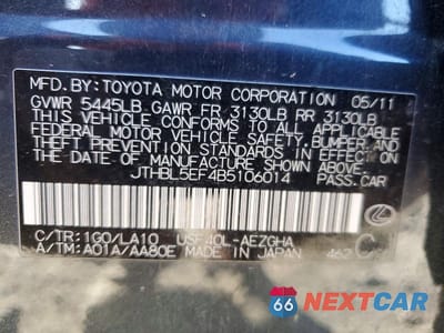 Zdjęcie 12 z 12 samochodu: 2011 LEXUS LS 460 BASE VIN:JTHBL5EF4B5106014 - miniatura
