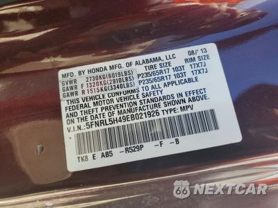 Zdjęcie 13 z 13 samochodu: 2014 HONDA ODYSSEY EX VIN:5FNRL5H49EB021926 - miniatura
