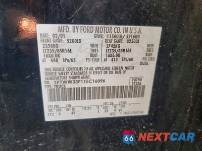 Zdjęcie 13 z 14 samochodu: 2001 FORD F350 SUPER DUTY VIN:1FTWW33F11EC16096 - miniatura