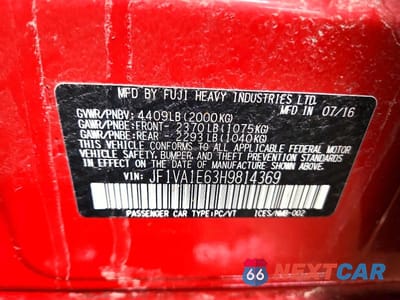 Zdjęcie 12 z 12 samochodu: 2017 SUBARU WRX PREMIUM VIN:JF1VA1E63H9814369 - miniatura