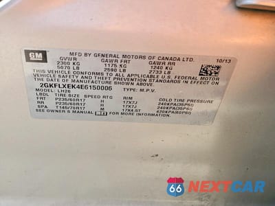 Zdjęcie 13 z 13 samochodu: 2014 GMC TERRAIN SLT VIN:2GKFLXEK4E6150006 - miniatura